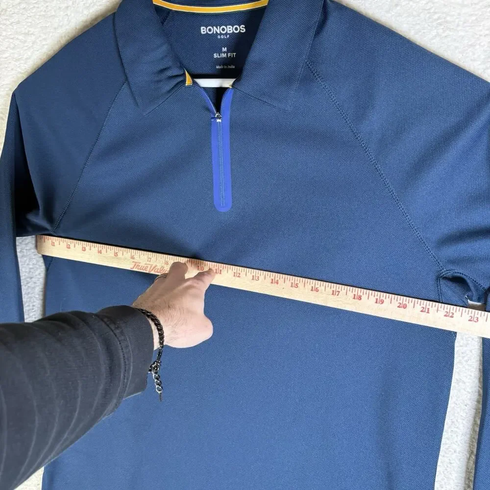 Bonobos Golf 1/4 Zip Pullover Mens Medium Blue Slim Fit Performance Stretch